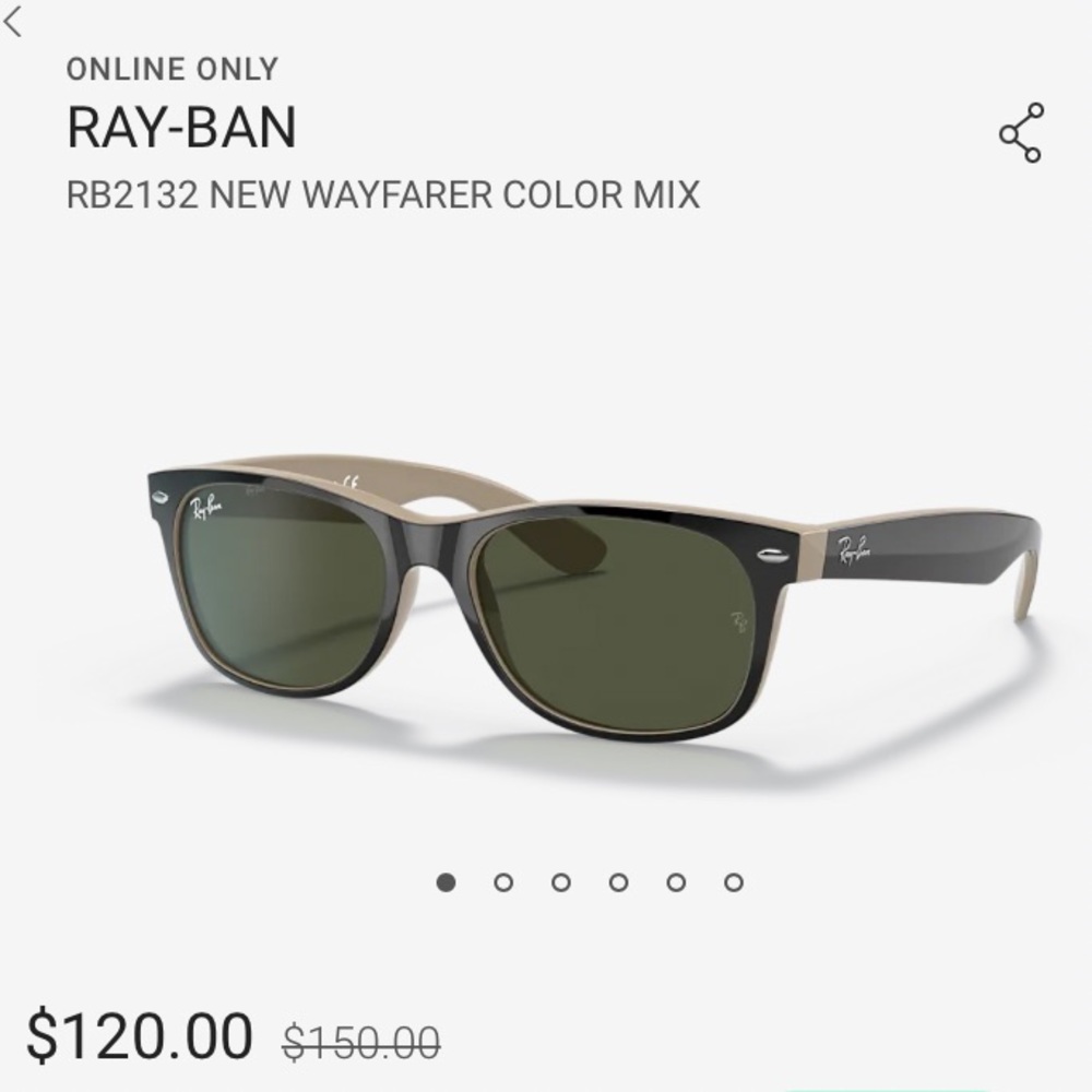 RAY-BAN RB2132 New Wayfarer Color Mix Cream and Black Sunglasses with Case
